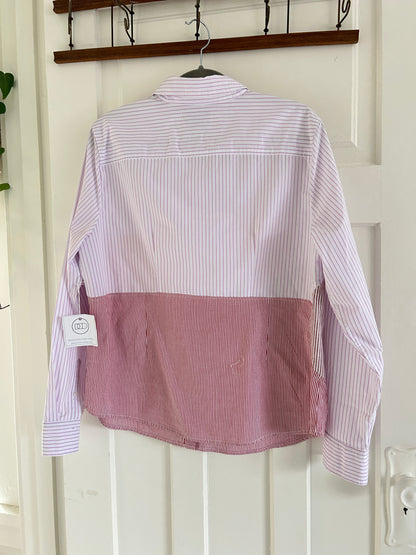 Upcycled Modern Workwear Pinstripe Shirt - Circle Series Size L/XL #PIN13