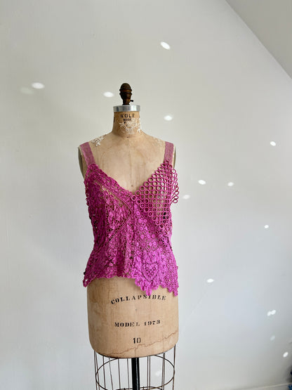 Mia Vintage Cotton Lace Dyed Cami Size M/L #MIA2