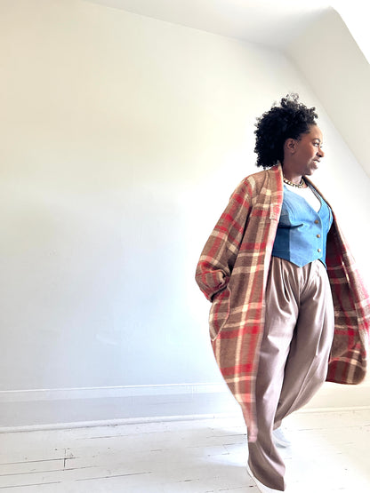 Vivianne Duster with Upcycled Vintage Wool Blanket Size 2X/3X #VIVW21