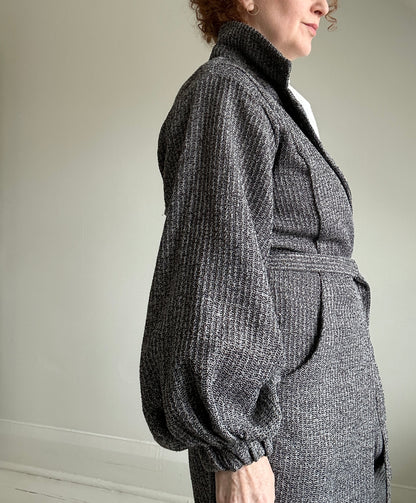 Edit Trench with Deadstock Charcoal & Silver Weave Sizes XS-2X #CTEB