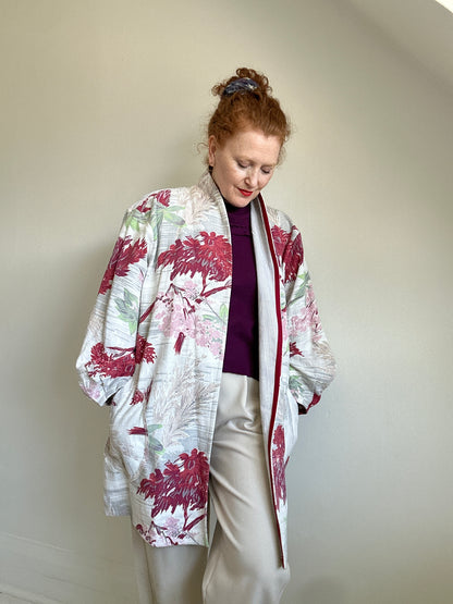 Vivianne Upcycled Vintage Barkcloth & Lined Jacket Size 2X/3X #CVJC23X106