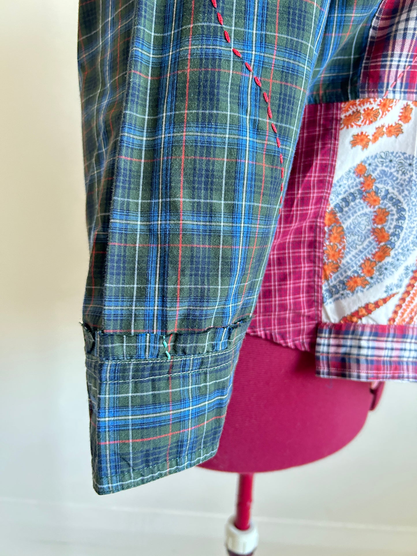 Reworked “Tuxedo Workwear” Buttondown Shirt with Handstitching 2X #TB23X9