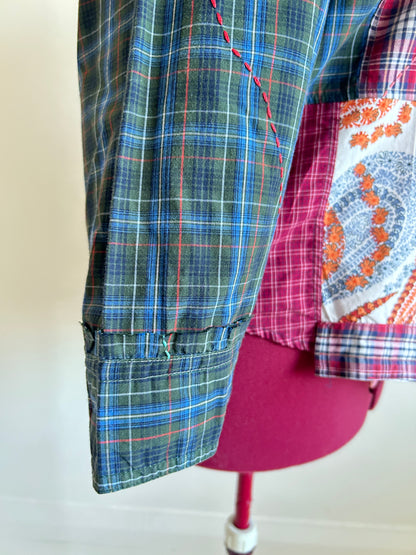 Reworked “Tuxedo Workwear” Buttondown Shirt with Handstitching 2X #TB23X9