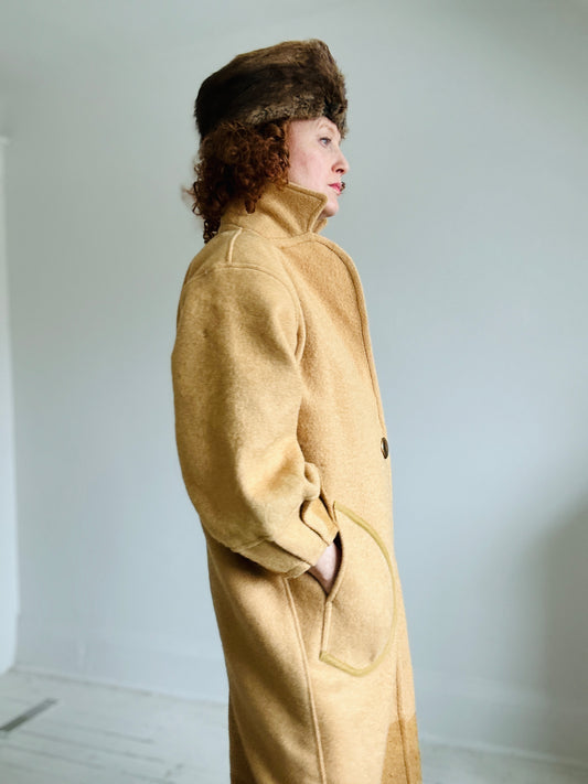 Trench with Vintage Wool Blanket Size M/L #TRENCH15