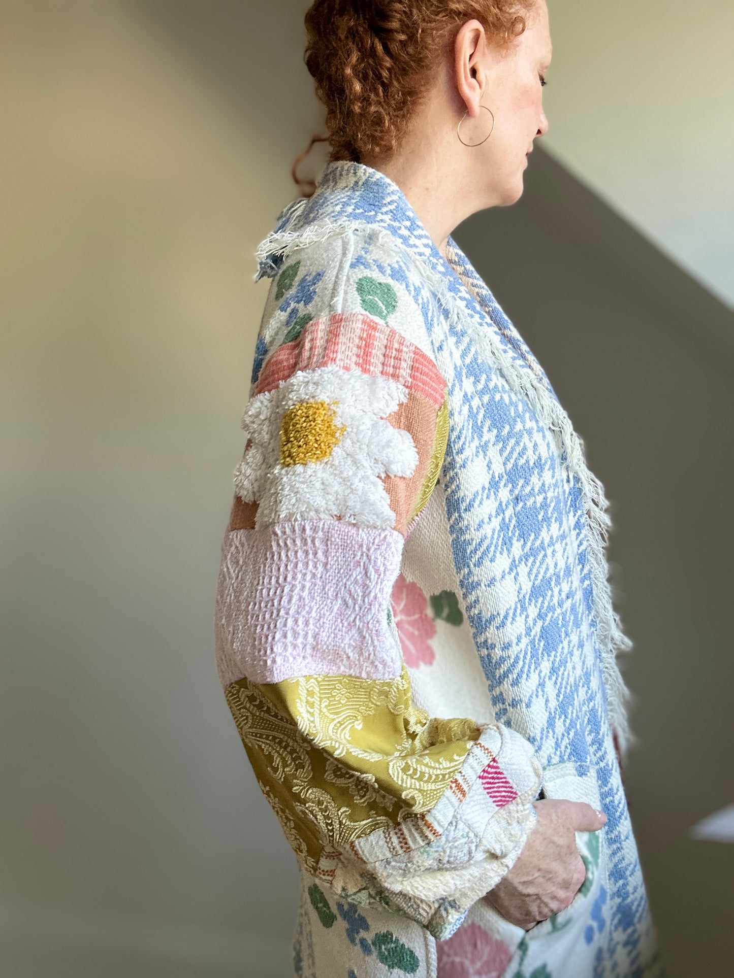 Vivianne Jacket with Upcycled Woven Throw Patchworked Size S/M #VIVT7