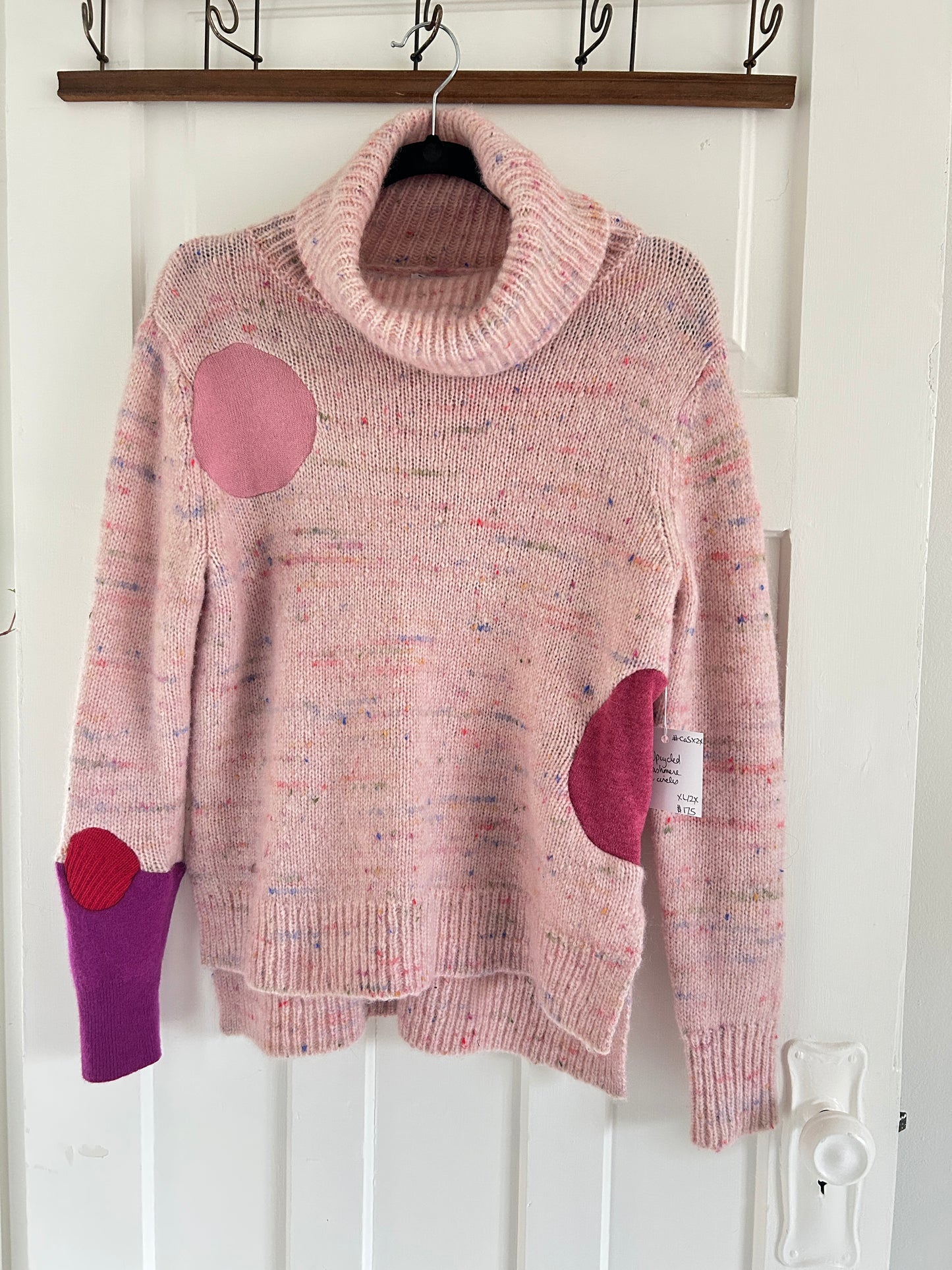 Abstract Art Patched Upcycled Cashmere Sweater XL/2X #CASX2X1