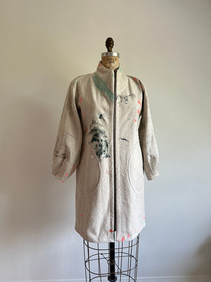 Billie Zip Up Jacket with Upcycled Painters Drop Cloths Size XS/S #BILLJXSS10