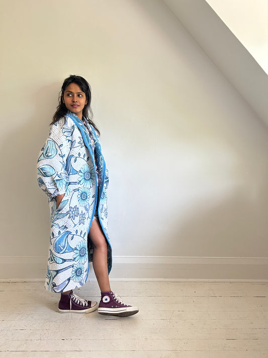 Vivianne Duster with Upcycled Cotton Throw Blanket Size M/L #VIVT2