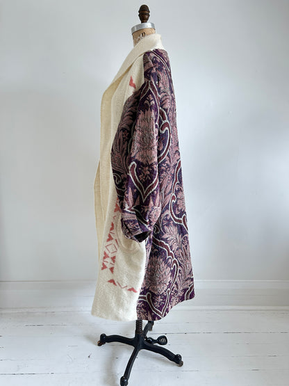 Vivianne Duster with Upcycled Vintage Icelandic Wool & Throw Blanket Size 2X/3X #CVDW23X63