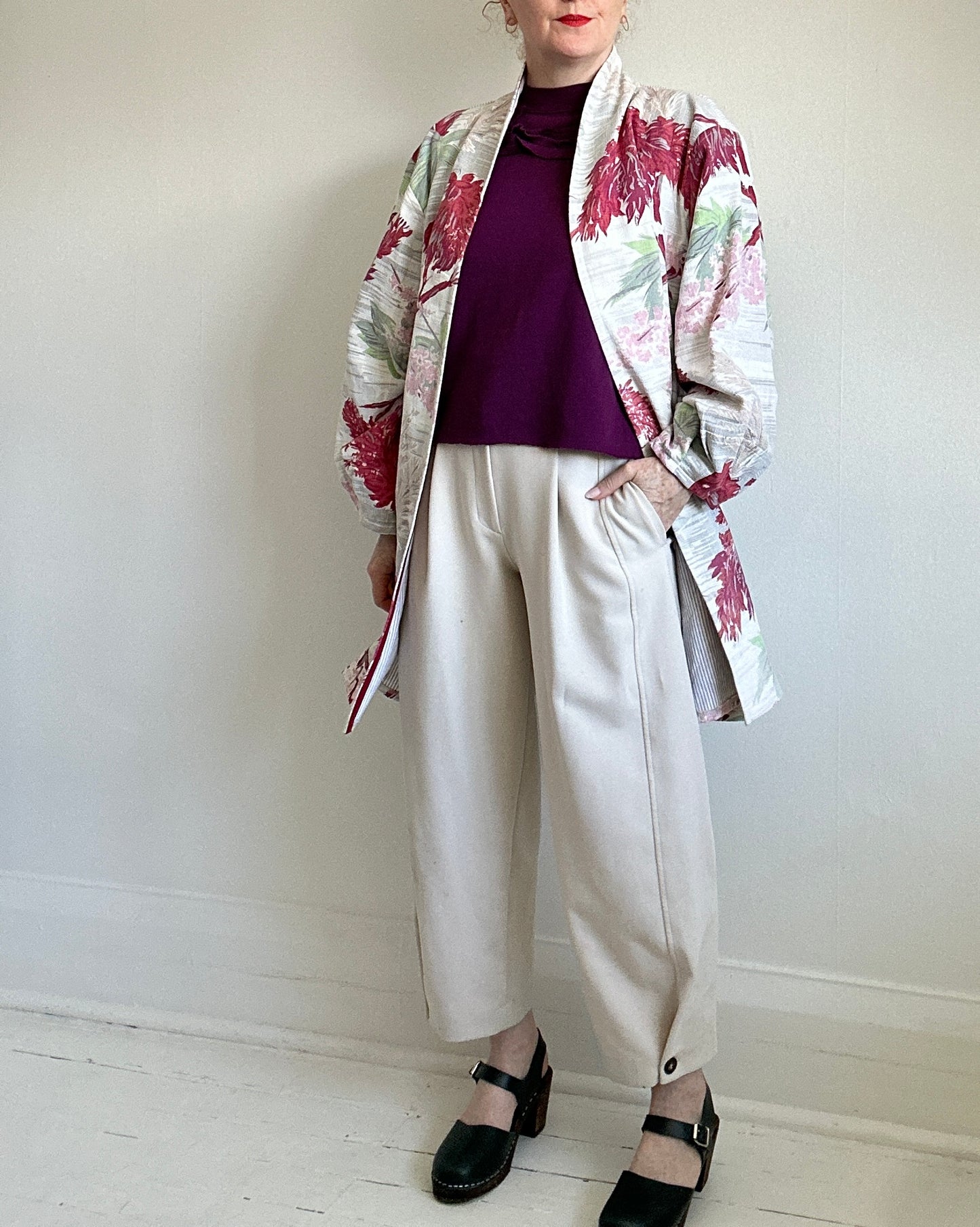 Vivianne Upcycled Vintage Barkcloth & Lined Jacket Size 2X/3X #CVJC23X106