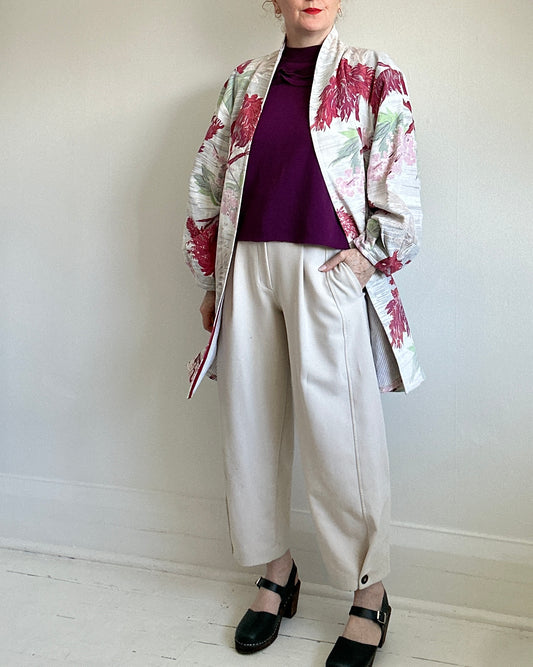 Vivianne Upcycled Vintage Barkcloth & Lined Jacket Size 2X/3X #CVJC23X106