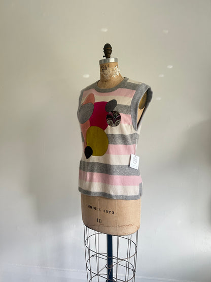 Abstract Art Patched Upcycled Cashmere Vest Size S/M #CAVSM2