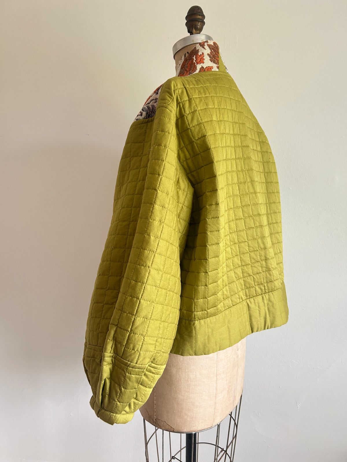 Billie Zip Up Jacket with Upcycled Spliced Scrap Vintage Textiles Size XL/2X #BILLX2XCR