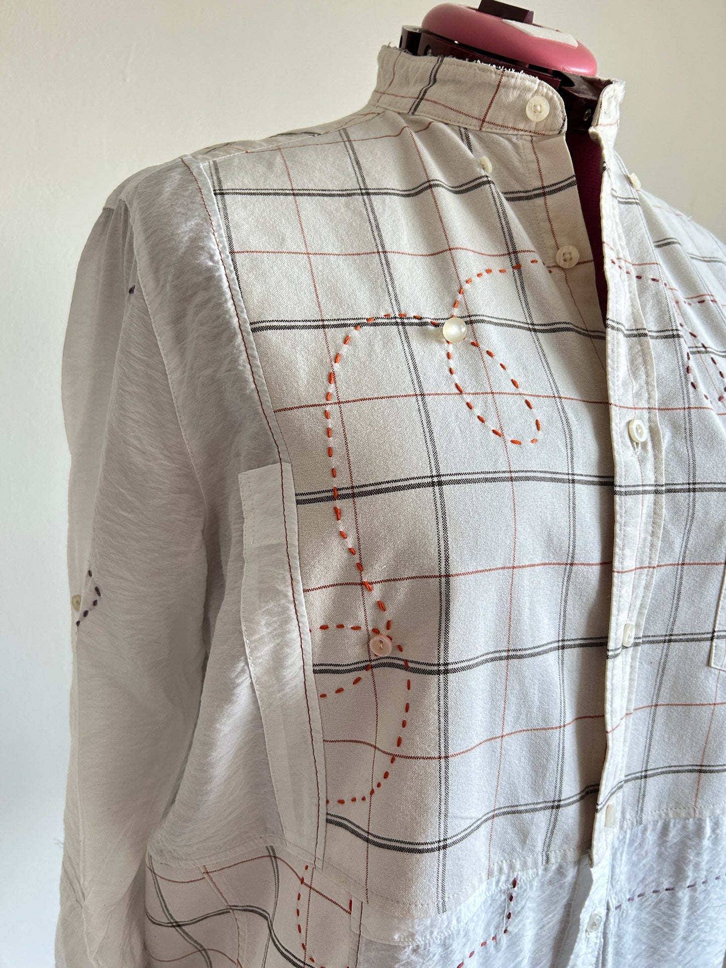 Reworked “Tuxedo Workwear” Buttondown Shirt with Handstitching 2X #TB23X8