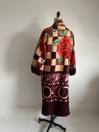 Vivianne Duster with Upcycled Lightweight Fleece Blanket Size M/L #CVDFML8