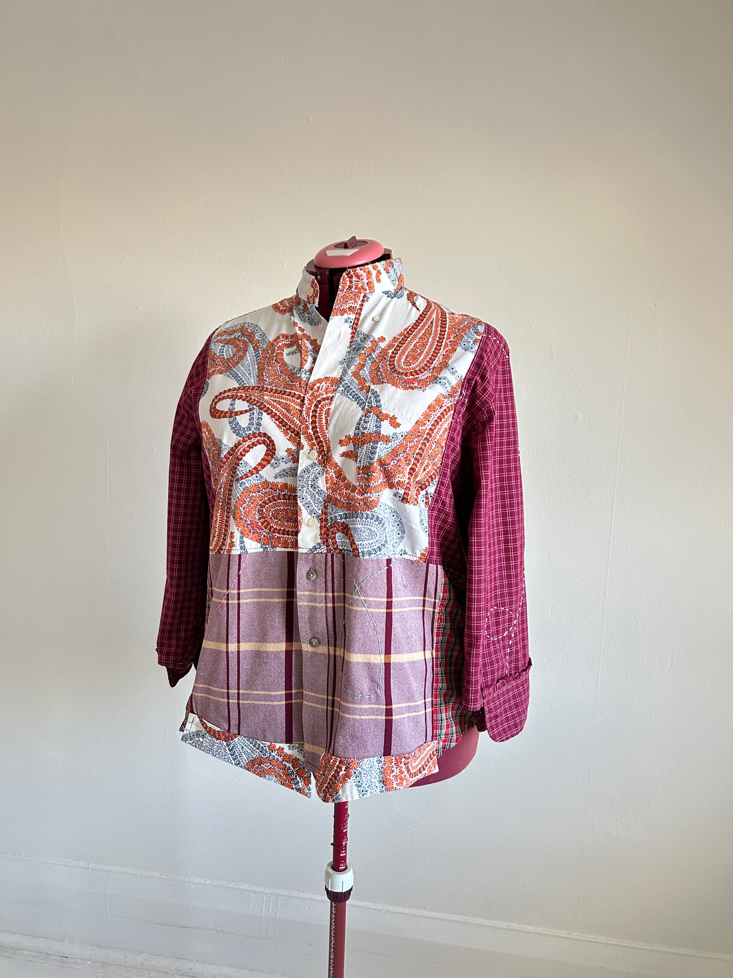 Reworked “Tuxedo Workwear” Buttondown Shirt with Handstitching 2X #TB23X7