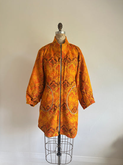 Billie Zip Up Jacket with Upcycled Vintage Draperies Size S/M #BILLJSM8