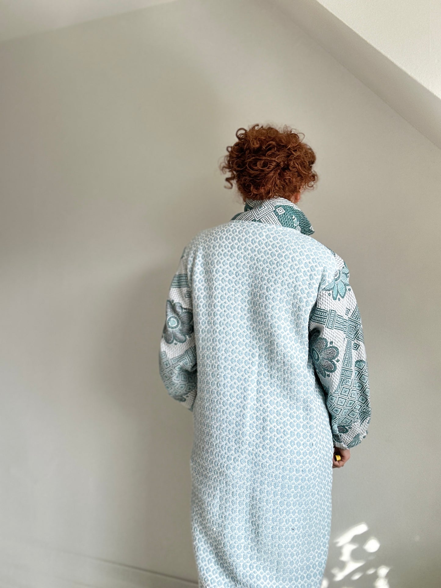 Trench with Vintage Throw Blankets Size M/L #TRENCHML108