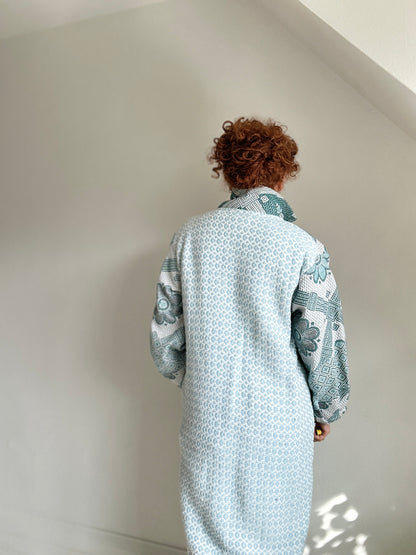 Trench with Vintage Throw Blankets Size M/L #TRENCHML108