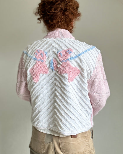 Vivianne Cropped Jacket with Upcycled Vintage Chenille Size M/L #CVCCHML100