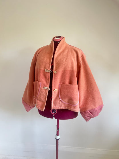 Vivianne Cropped Jacket with Upcycled Vintage Trapperpoint Wool Blanket Size 2X/3X #CVCW23X11
