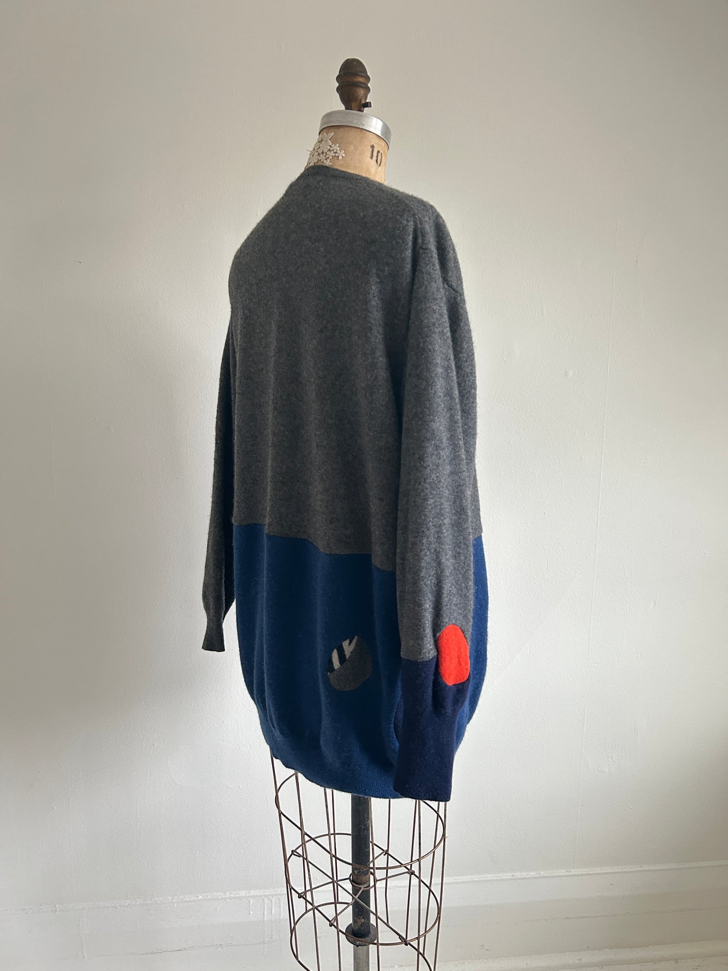 Abstract Art Patched Upcycled Cashmere Sweater 2X/3X #CAS23X28