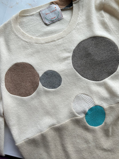 Abstract Art Patched Upcycled Cashmere Sweater L/XL #ART16