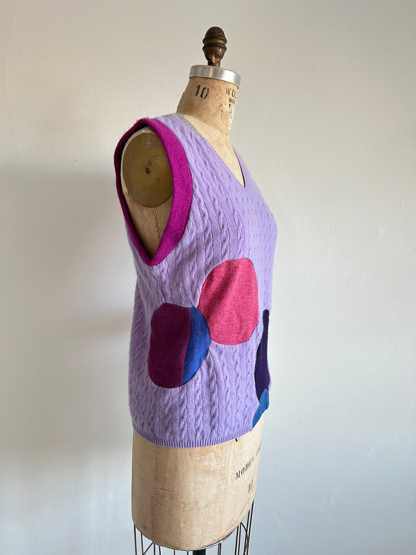 Abstract Art Patched Upcycled Cashmere Vest Size M/L #CAVML23