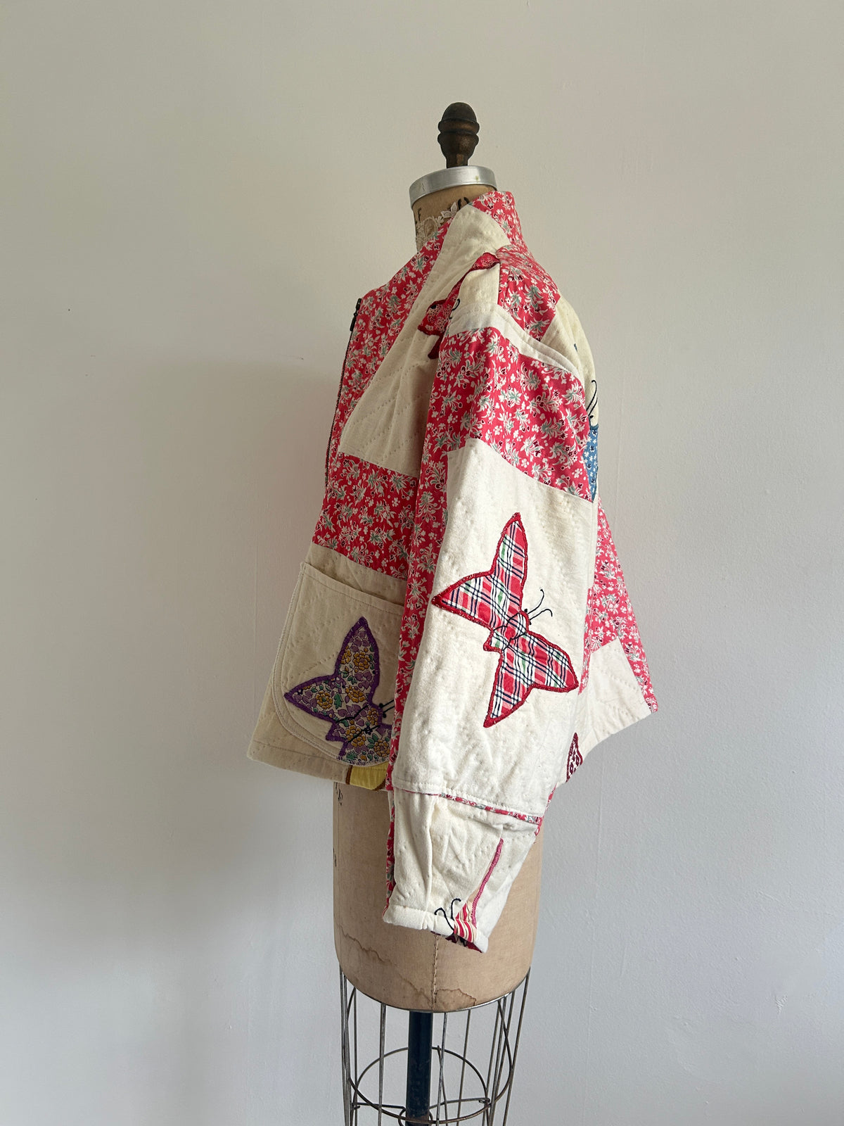 Billie Zip Up Jacket with Upcycled Vintage Butterfly Quilt Size XL/2X #BILLX2XCR4