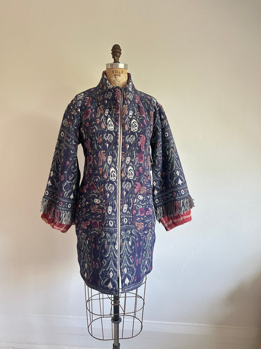 Billie Zip Up Jacket with Upcycled Throw Blankets Size XS/S #BILLJXSS
