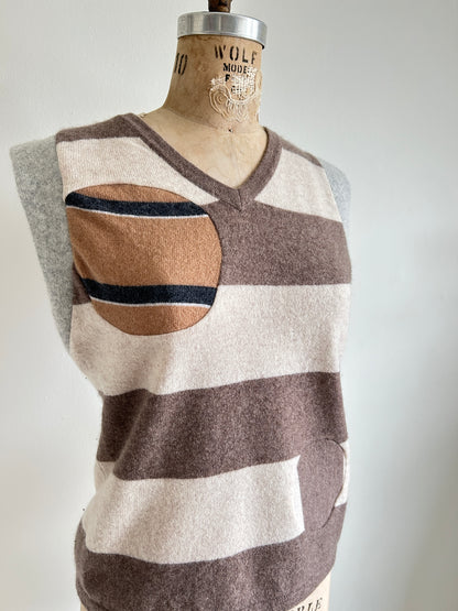 Abstract Art Patched Upcycled Cashmere Vest Size M/L #ARTV9
