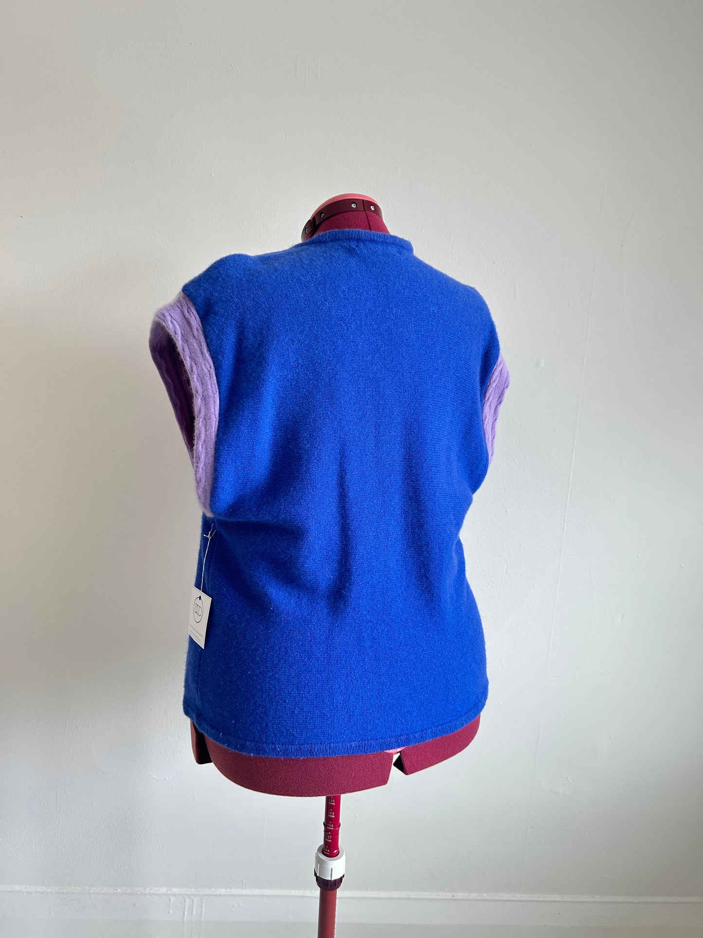 Abstract Art Patched Upcycled Vintage Cashmere Buttondown Vest Size 2X/3X #CAV23X13
