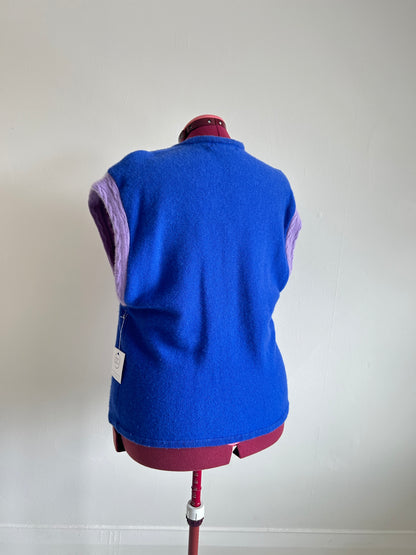 Abstract Art Patched Upcycled Vintage Cashmere Buttondown Vest Size 2X/3X #CAV23X13