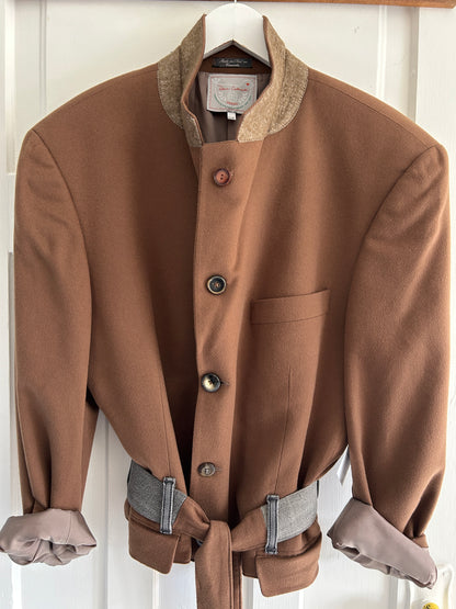 Cropped Upcycled Harry Rosen Cashmere Blazer with Denim Belt Size XL/2X #BLAZX2X5