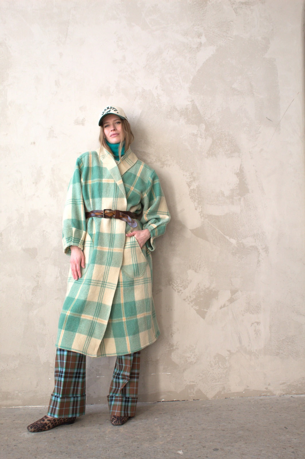 Vivianne Duster with Upcycled Vintage Wool Blanket & Handmade Ceramic Button Size XL/2X #CVDWX2X13