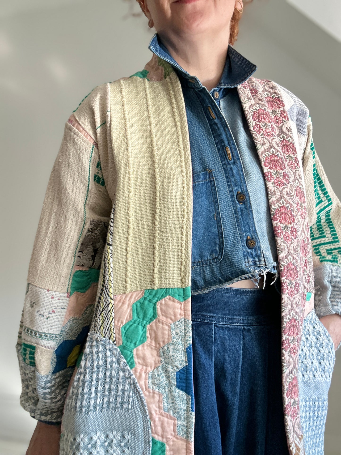 Vivianne Jacket with Upcycled Woven Throw Patchworked Size S/M #VIVT8