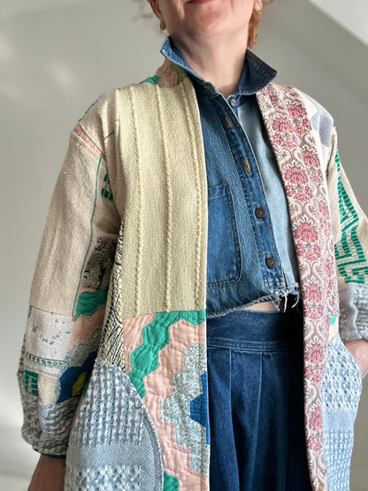 Vivianne Jacket with Upcycled Woven Throw Patchworked Size S/M #VIVT8