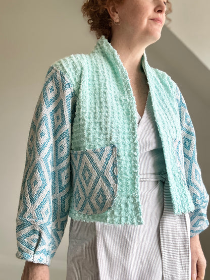 Vivianne Cropped Jacket with Upcycled Vintage Chenille Size S/M #CVCCHSM14