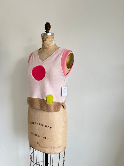 Abstract Art Patched Upcycled Cashmere Vest Size S/M #ARTV1