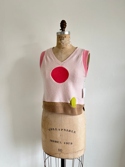 Abstract Art Patched Upcycled Cashmere Vest Size S/M #ARTV1