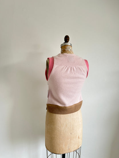 Abstract Art Patched Upcycled Cashmere Vest Size S/M #ARTV1