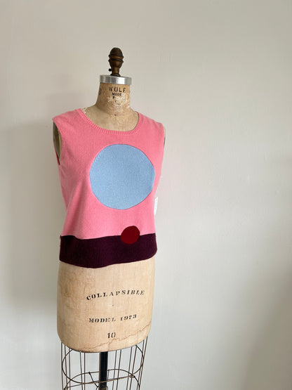 Abstract Art Patched Upcycled Cashmere Vest Size M/L #ARTV2
