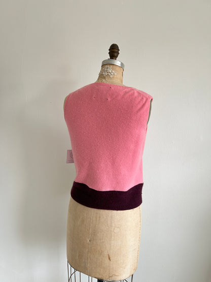 Abstract Art Patched Upcycled Cashmere Vest Size M/L #ARTV2
