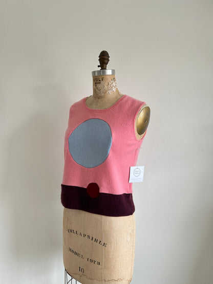 Abstract Art Patched Upcycled Cashmere Vest Size M/L #ARTV2