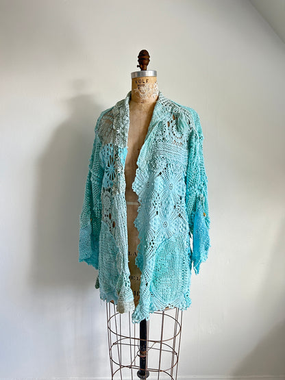 Vivianne Jacket Upcycled Cotton Crochet & vintage Lace Size M/L #VIVCR15