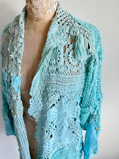 Vivianne Jacket Upcycled Cotton Crochet & vintage Lace Size M/L #VIVCR15