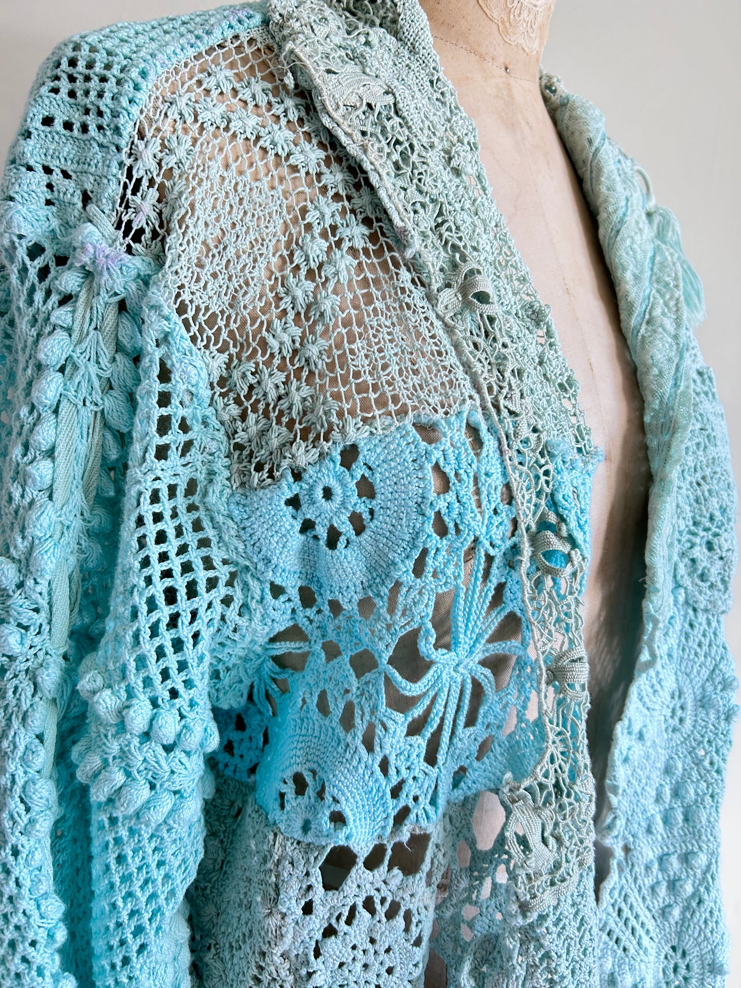 Vivianne Jacket Upcycled Cotton Crochet & vintage Lace Size M/L #VIVCR15