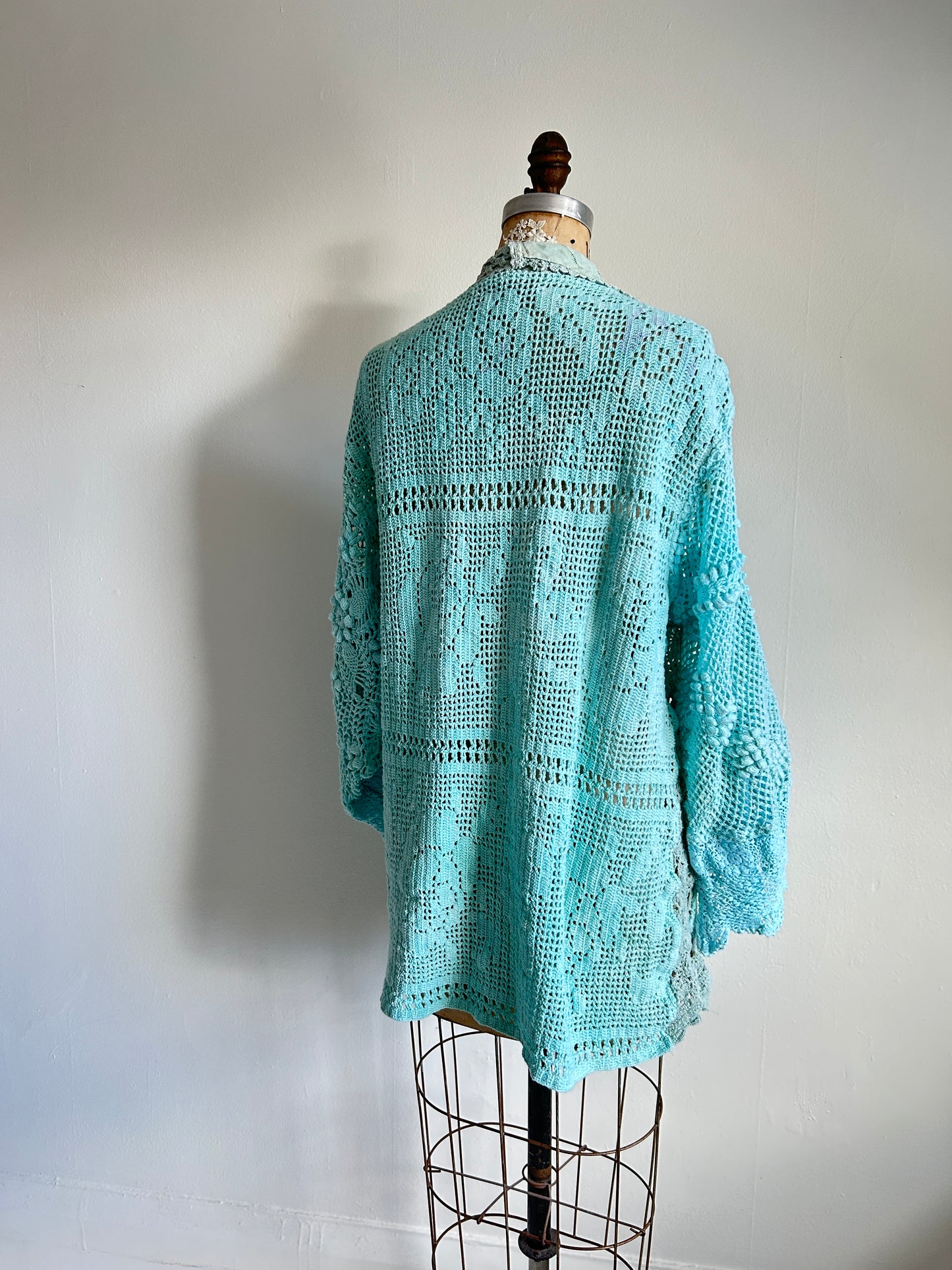 Vivianne Jacket Upcycled Cotton Crochet & vintage Lace Size M/L #VIVCR15