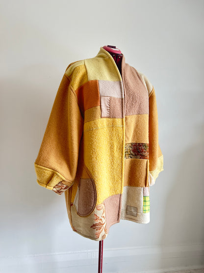 Vivianne Jacket with Upcycled Vintage Wool Patchwork Size 2X/3X #VIVW15
