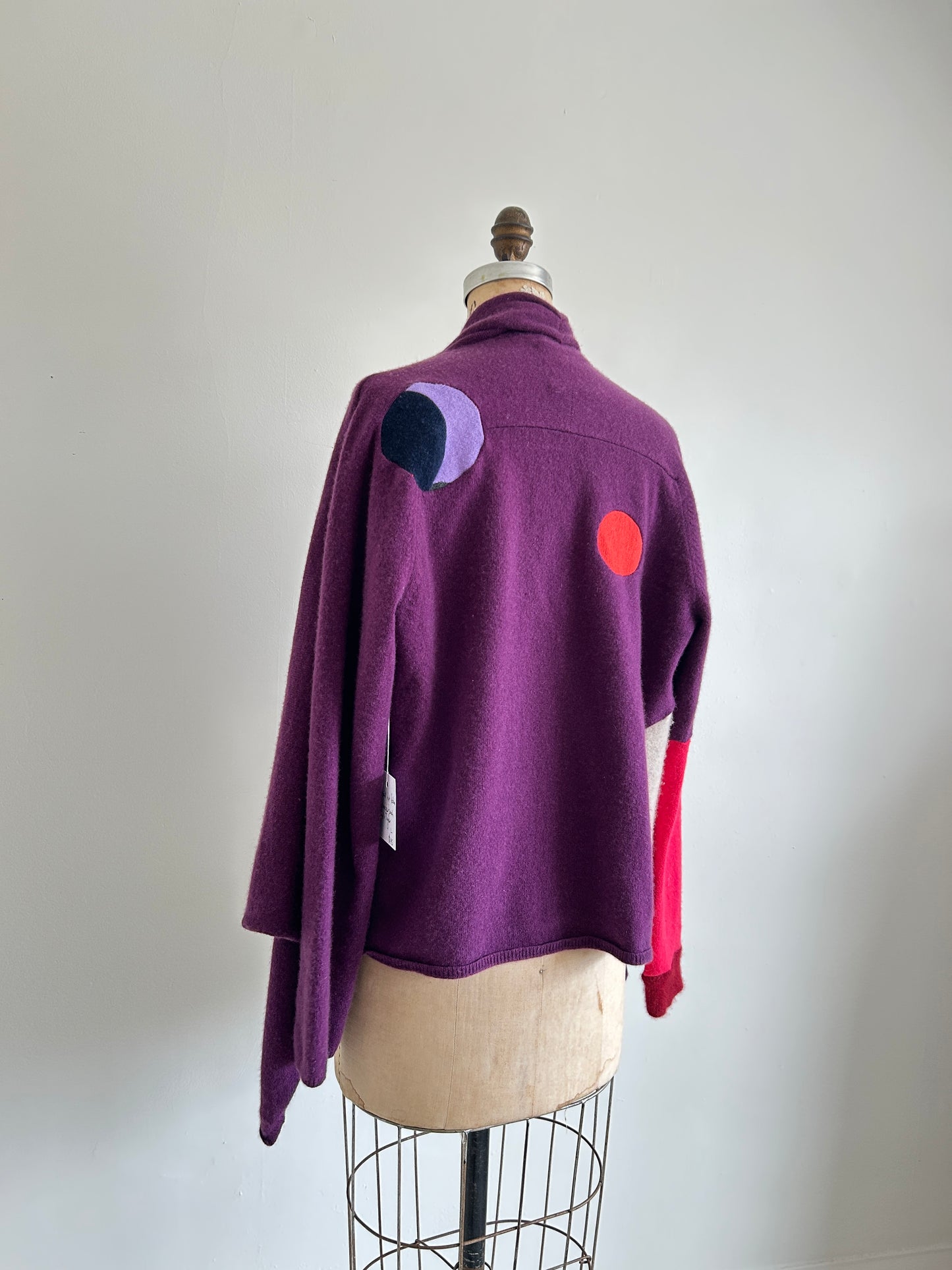 Abstract Art Patched Upcycled Lord & Taylor Cashmere Sweater M/L #ART19